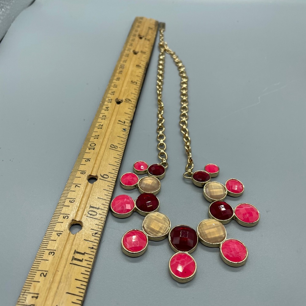 Pappagallo Gold Tone Pink Raspberry Cabochon Necklace Earrings Bracelet Set 80's - Picture 10 of 11